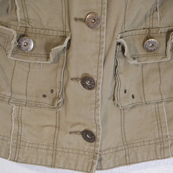 Romeo & Juliette Size L Jacket Embroidered Metal Buttons Faded Olive Green - Picture 12 of 12